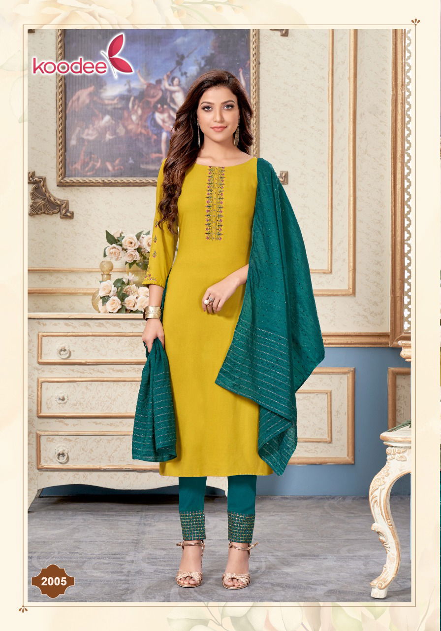Koodee Mayra 2 Fancy Festive Wear Kurti With Bottom And Dupatta Latest Collection